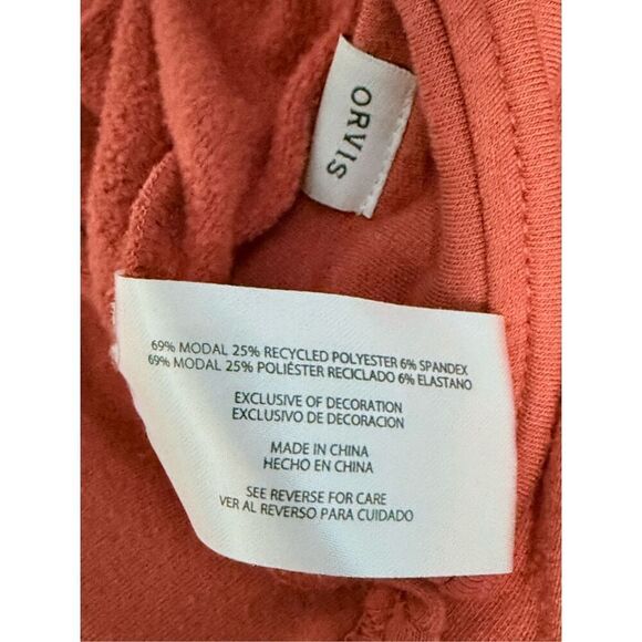 Orvis V-Neck Dropped Shoulder Sweater Womens L Burnt Orange Cottagecore - Picture 5 of 9
